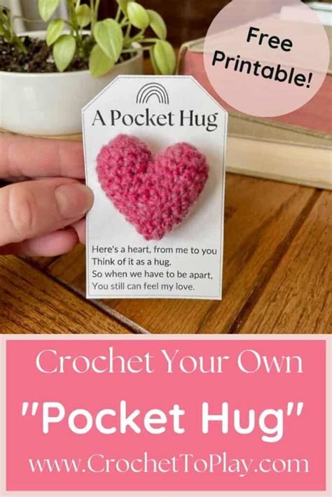 Crochet Pocket Hug Printable Crochet Valentine Patterns Free Heart