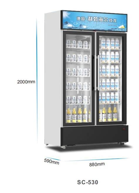 Supermarket Commercial Refrigerator Vertical Double Doors Cold Drink