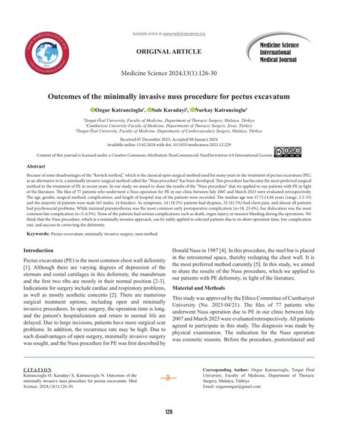 PDF Outcomes Of The Minimally Invasive Nuss Procedure For Pectus