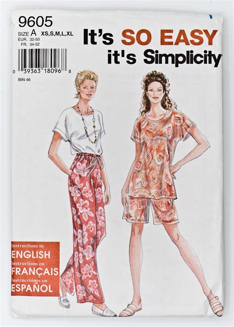 Simplicity Sewing Pattern 9605 Easy To Sew Misses Etsy Canada