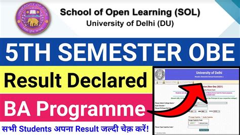 Sol Ba Programme Th Semester Result Declared Dec Du Sol Fifth