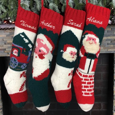 Christmas Stockings Personalized Knit Stockings Hand Knit Etsy