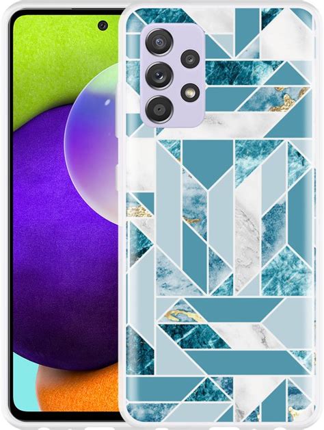 Cazy Hoesje Geschikt Voor Samsung Galaxy A52 4G A52 5G Blauw Marmer