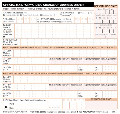 Postal Change Of Address Form Printable Printable Forms Free Online