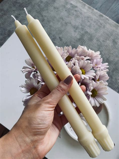 White 100 Beeswax Dinner Candles Taper Ivory Natural Candles Etsy