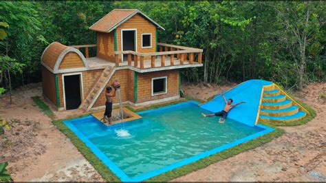 Days Building Water Slide To Underground Swimming Pool For