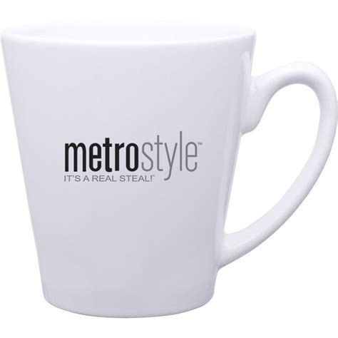 Promotional White 12 Oz Mini Latte Ceramic Mugs With Custom Logo For 1 50 Ea