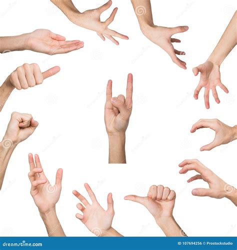 Set Of Various Hand Gestures Isolated On White Stock Photo Image Of