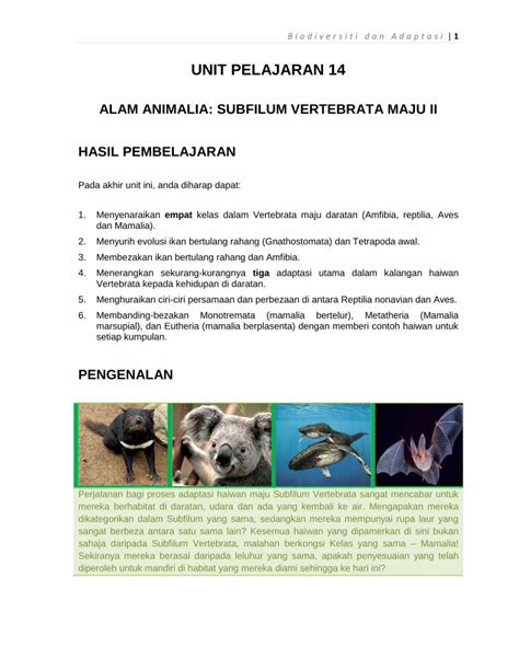 Pdf Unit Pelajaran Alam Haiwan Vertebrata Ii Pdf