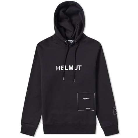 Helmut Lang Logo Popover Hoody Black And White End Us