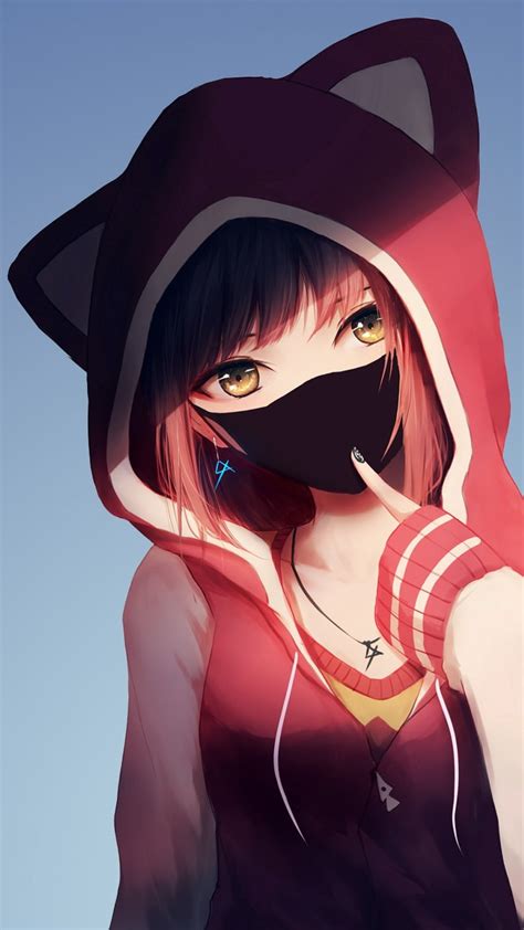 Anime Girl With Hoodie Backiee