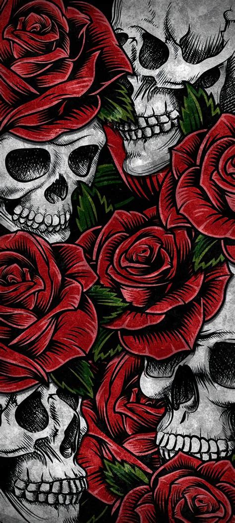 Skulls And Roses Black Roses Wallpaper Skull Wallpaper Flower Iphone