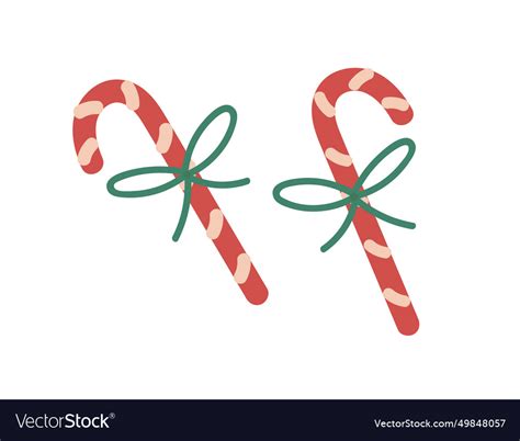 Candy Canes Christmas Peppermint Sticks Sweet Vector Image