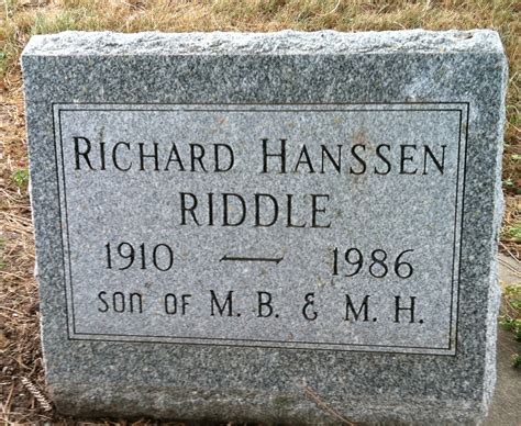 Richard Hanssen Riddle Find A Grave Memorial