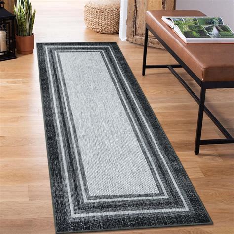 Amazon Beeiva Bordered Kitchen Runner Rugs Washable 2x6 Black