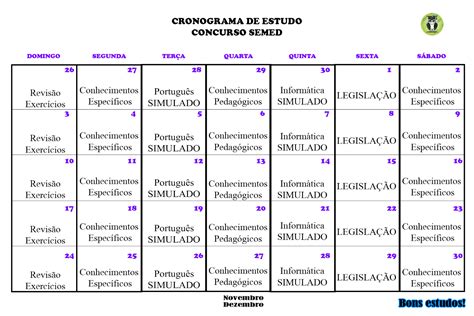 Cronograma De Estudos