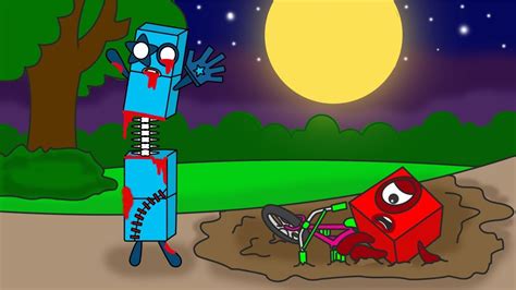 Faced With Scary Zombies Numberblocks 1 Falls Off His Bike Numberblocks Fanmade Coloring