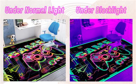 Kmkicme Gaming Area Rug Blacklight For Bedroom Decor Game