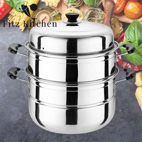 Fitz Kitchen Stainless 28cm Steel Steamer Cookware Multi Functional 3