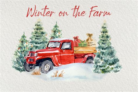 Winter On The Farm Clip Art Set By Tatibordiu Watercolor Thehungryjpeg