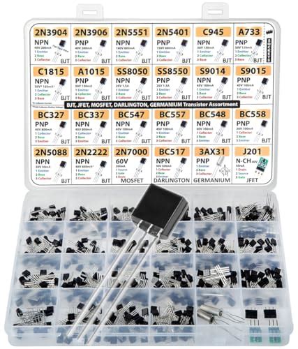 Kit d assortiment de transistors 434 pièces 24 valeurs BJT Mosfet