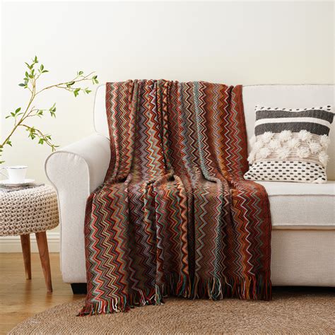 Battilo Boho Throw Blanket Rust Red Throw Blankets For Couch Bed Sofa