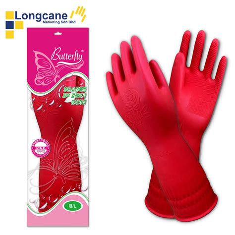 38cm Korea Butterfly Household Rubber Gloves - Longcane Marketing Sdn. Bhd.