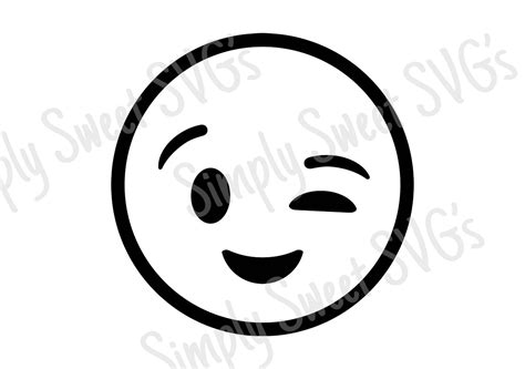 Wink Emoji Svg Winking Svg Digital Files Png Dxf Cricut Etsy