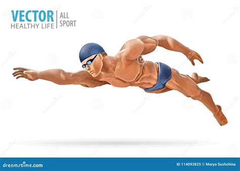 Fit Swimmer Training In The Swimming Pool Professional Male Swimmer