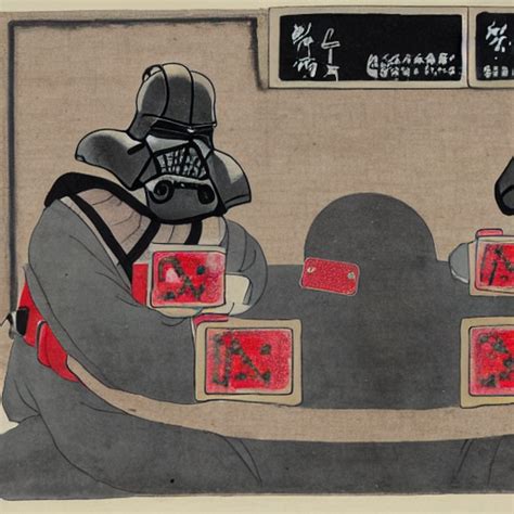 KREA AI Ancient Chinese Watercolour Of Darth Vader Playing