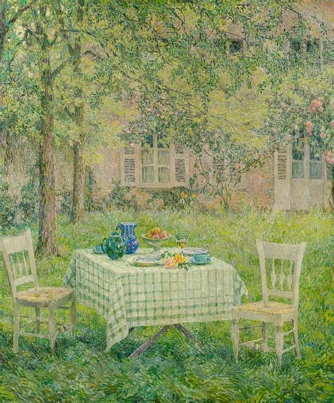 Henri Eugene Augustin Le Sidaner La Table Dans La Verdure Gerberoy