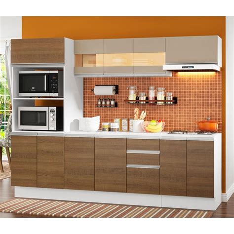 Cozinha Completa 100 MDF Madesa Smart 250 cm Modulada Balcão e