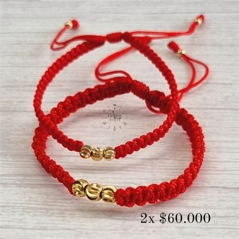 Pulseras Tejidas Hilo Rojo De Amor Y Protecci N Con Balines De Oro