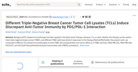 Citation Report Different Triple Negative Breast Cancer Tumor Cell