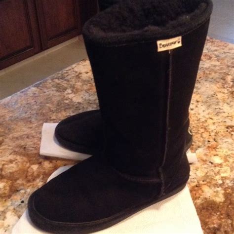 Bear Paw Black Suede With Sheepskin Lining Boots Boots Black Suede