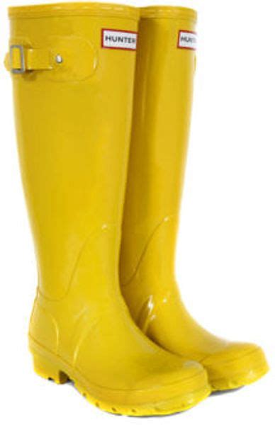 Hunter Womens Original Tall Gloss Wellies In Yellow For Men Lyst