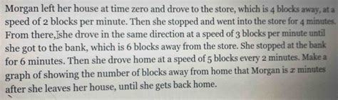 Solved Morgan Left Her House At Time Zero And Drove To The Store