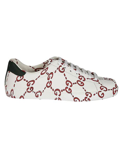 Gucci Red And White Ace Gg Supreme Leather Sneakers Modesens Gucci Shoes Gucci Menswear