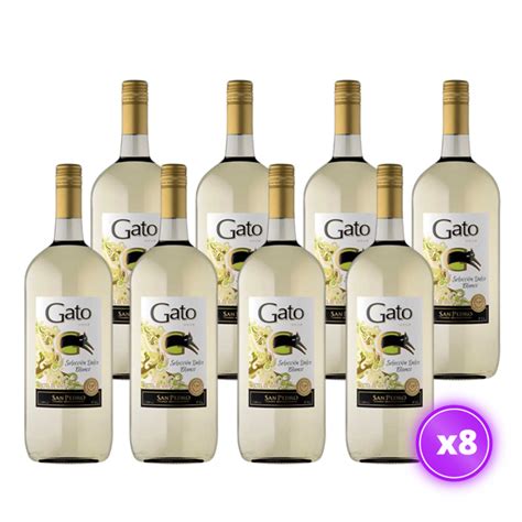 8x Vino Gato Selección Dulce Botellón Blanco 1 5L