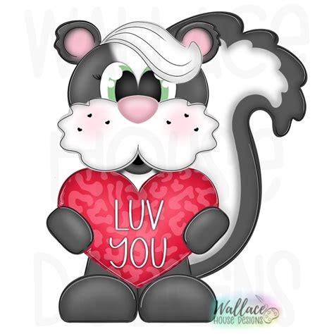 I Love You Valentines Skunk Printable Template Wallacehousedesigns