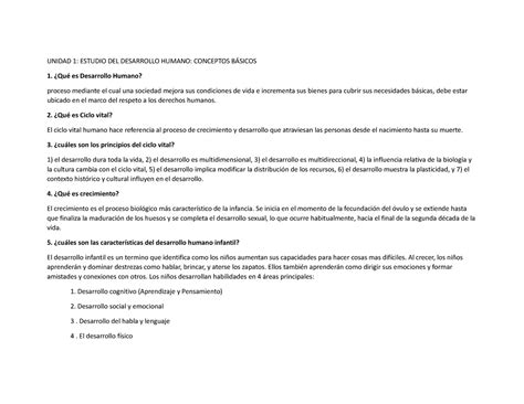 Unidad 1 Bssbssb Unidad 1 Estudio Del Desarrollo Humano Conceptos