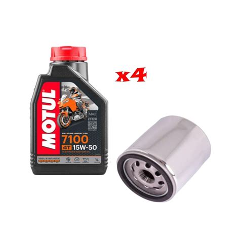 Kit Tagliando 4 LT Di Motul 7100 15w50 E Filtro Champion COF074 Per