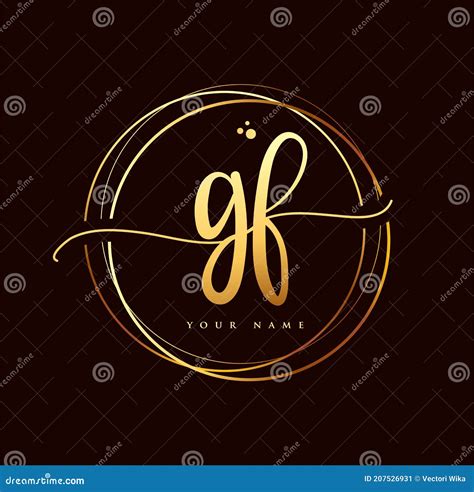 GF Initial Handwriting Logo Golden Color Hand Lettering Initials Logo