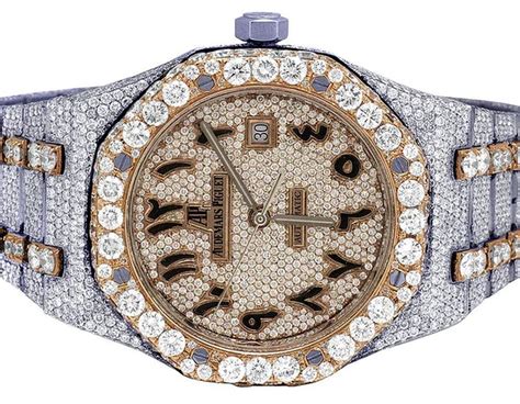 Full Iced Out VVS Bling Bling Diamond Stainless Steel Arabic 42mm