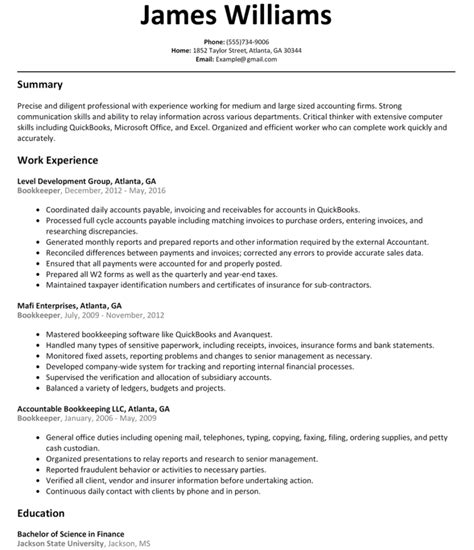 Bookkeeper Resume Sample Resumelift Inside Bookkeeping Resume Samples