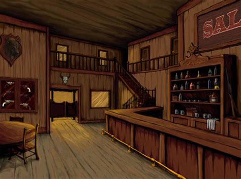 Old West Saloon Interior Sketch