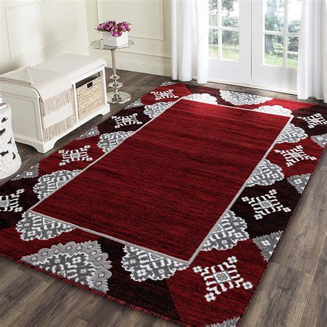 5055 Red Abstract Contemporary Area Rugs Affordablerug