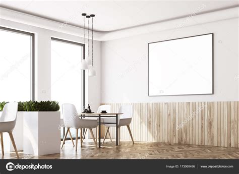 White cafe interior corner, poster, wood Stock Photo by ©denisismagilov ...