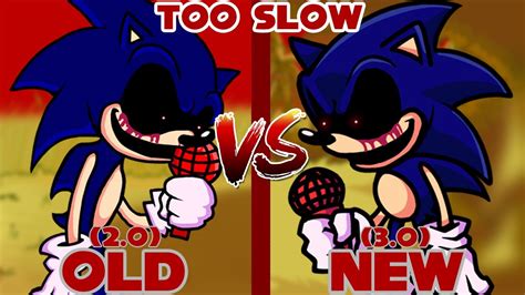 Fnf Vs Sonic Exe Too Slow 2 0 Vs 3 0 Ts Old And New Comparison