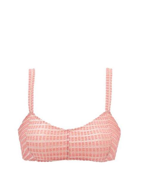 Buy Lisa Marie Fernandez Genevieve Seersucker Bikini Pink At 80 Off